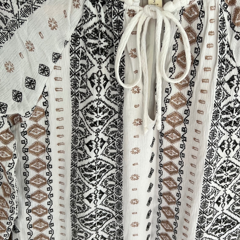 Boho BLUE RAIN Embroidered Sheath Mini Dress / Size S